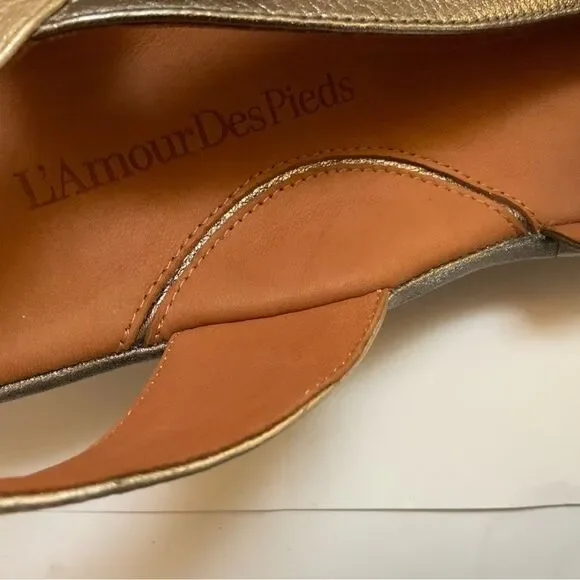 New L'Amour Des Pieds Women's Crotono Low Wedge Slingback Sandal Bronze size 10